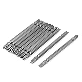 uxcell 2ウェイ スクリュードライバービット　メタル製 グレー　100mm長さ　10個入り