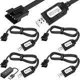 Xiatiaosann 4 個 SM-4P 7.4V - USB 充電ケーブル、2S 7.4V USB 充電ケーブル、SM-4P コネクタプラグ付き、LiPo バッテリー充電器、RC カー、ボート、ドローン、おもちゃ用