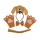 4pcs子大人用動物子犬耳ヘッドバンド尾セットパーティーPostハロウィンコスチューム