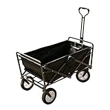 [SUN] キャリーワゴン　折りたたみ 台車　キャリーカート　アウトドア　大型タイヤ 110L　耐荷重150kg　収納袋付き (ブラック)