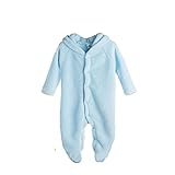 (Ginty)コットン ジャンプスーツ ベビー服 ふわふわ柔らか コスチューム フード付き ロンパース 動物衣装 (80, ブルー)