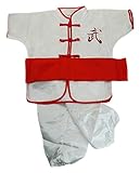 子供用チャイナカンフー着 サテン 白 上下セット 120
