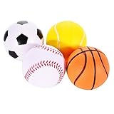 Emorefun Soft PU Mini Sports Balls for Kids, Basketball, Football, Tennis, Golf, Novelty Stress Reli