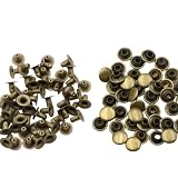 KUKU工房 片面カシメ 100組セット レザークラフト材料 (頭8mm 足6mm, アンティークゴールド)