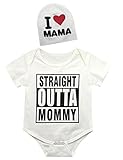 Baby Boys ' Straight Outta Mommyボディスーツwith Hat カラー: ホワイト