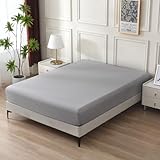 MILDLY ボックスシーツ ダブル 140x200cm 単品 オーストラリア綿100% ホテル仕様 サテン調 おしゃれ シーツ 140 200 柔らかい 無地 さらさら肌触り 吸汗 速乾 【グレー・ダブル・140x200cm+30cm】