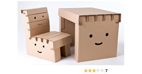Amazon 子供用ダンボール家具 学習机 マイリーセット チェアｘ１ デスクｘ１ ファニーペーパー デスクセット