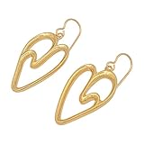 KA-TAL' ハートダングルイヤリング 14Kゴールドメッキ ピューター 金張りのフィッシュフックワイヤー付き