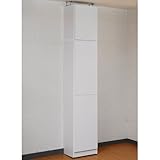 JKプラン 1cm単位で棚が調節出来る深型(奥行き32cm)扉付き突っ張り本棚 幅44cm ホワイト bdc-106115-wh