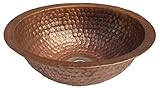 エジプトギフトショップ14 " Fire Burnt Hand Hammered Copperフラットリップトイレ浴室洗面所シンクボウルフラットリップ