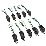 B Baosity 車用リレー　10個　40A 12V 　SPDTリレー　5ピン　多機能　ソケットハーネス