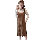acqua pesuca　アクアペスカ　リブニットサロペットスカート　授乳口付きトップス　２点セット　授乳服　マタニティ (ブラウン)