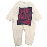 BAJA　SMILE NAVY BLUE貼付けロンパース オフホワイト(2) 70
