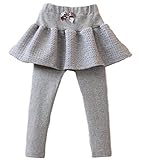 (リリィ クプラウ) lilii kupulau スカート付 レギンスパンツ 女の子 / 裏起毛 レギンス パンツ 子供服 / 3カラー / 100～140 サイズ / あったか (グレー　120)