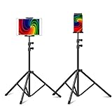 タブレット スタンド Phone/Ipadスタンド 三脚 2in1タブレットホルダー 360度回転 伸縮式 滑り止め 4-12インチスマホ/