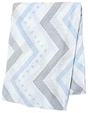 lulujo Baby Bamboo Muslin Swaddling Blanket, Chevron/Blue/Grey, 47" x 47" by lulujo [並行輸入品]