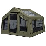 MC エアーテント 8㎡ TCポリコットン インフレータブル ロッジ型 3-5人用 煙突穴付き ファミリーキャンプ