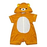 リラックマ フード付き カバーオール 変身なりきり パイル素材 ロンパース rkm-03 70cm リラックマ