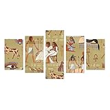 エジプトDecor 5ピース壁アートペイントプリントキャンバスホーム装飾リビングルームキッチンの装飾( 12 x 20inch 2個、12 x 23inch 2個、12 x 31inch 1pc )