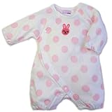 coo chou toi(クシュト）　ロンパース　カバーオール　【フィットオール】大ピンク水玉うさぎ編みモチーフ (60-70)