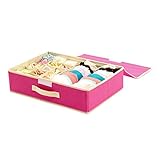 yougheny 収納ケース 収納ボックス 15仕切り 衣類・肌着・下着・小物・靴下整理ケース 可愛い 便利 コンパクト ファスナー仕様 ローズレッド