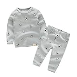 PANCY 子供服 春秋冬 トレーナー 長袖 ルームウェア ロングパンツ 上下セット 男の子 女の子 可愛い うま柄 プリント(130cm,ライトグレー)