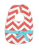 Caught Ya Lookin' Reversible Baby Bib, Coral and White Chevron by Caught Ya Lookin'