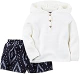 カーターズ Carter's プルオーバー フード付き 長袖 綿100% ＆ ショートパンツ リネン55% レーヨン45% 2点セット 2-Piece Pullover & Short Set 9M 