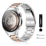 [RoSoki] 18mm バンド Huawei Watch GT 6/GT 5/GT 4 41mm / Huawei Watch 5 42mm /GT 5 Pro 42mm /Garmin Venu 4/Venu 3S 41mm /Forerunner 265S 対応 ステンレス製 金属バンド 交換ベルト 替えストラップ 防錆 調整器具付き ビジネス風 男女兼用 - シルバー + ローズゴールド