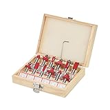 KKmoon 12個セット フライスカッター ルータビットセット 8ｍｍシャンク 木工カッター 彫刻 切削 木工工具