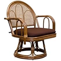 Amazon｜ラタン 回転座椅子 ミドルタイプ ブラウン IM-14BR｜座