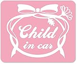 imoninn CHILD in car ステッカー　【マグネットタイプ】　No.29　お花リボン　（ピンク色）