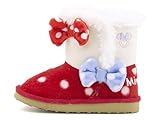 [ディズニー] Disney 女の子 男の子 ベビー 子供靴 運動靴 通学靴 ミニーマウス ベビー ボアブーツ DS7179 レッド 15.0cm
