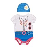 エルフ ベビー(Fairy Baby)ベビー服 半袖 夏用ロンパース 帽子付き 可愛い 95 ホワイト+ブルー
