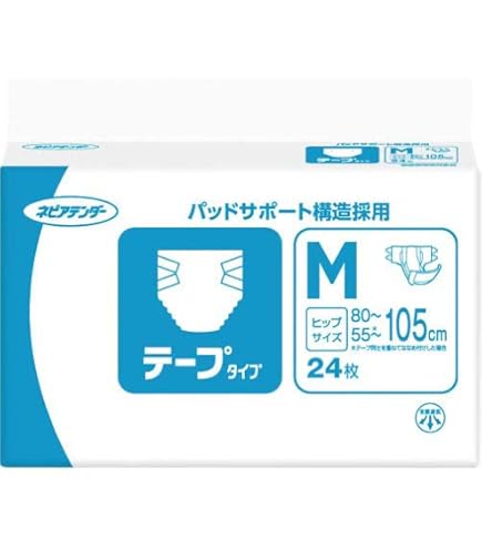 ネピア　大人用おむつ テープタイプ Mサイズ 24枚入り×6袋 Amazon | ネピアテンダー テープタイプ Mサイズ 24枚【ADL区分:寝て