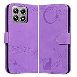 Rosbtib Moto G64 5G ケース 手帳型 Motorola Moto G64Y 5G ケース 月と星空 猫柄 モトローラ g64 ケース かわいい 猫 ねこ モトG64 モトG64y ケース カード収納 スタンド機能 肌感レザー 肌触り良い Moto G64 5G スマホケース オシャレ 軽量 耐久性 全面保護 MotoG64y5G カバー 人気 財布型-ブルー