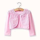 (アイム)iiniim　ベビー　子供用　幼児　ボレロ　長袖　カーで　棉　キッズ服装　子供ボレロ　ガールズ　トップス　付き上着　レース　フリル　薄手　カーディガン　誕生日 ピンク 100