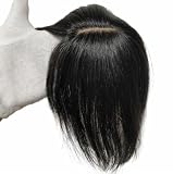 Wigrace 国内ブランド 人毛100% ヘアピース ショート 人工頭皮 医療用 メンズ レディース アイピース ワイド (ショート, ナチュラルブラック)