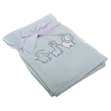 赤ちゃん・ベビー用 ゾウ・しまうま・ライオン スーパーソフト フリース毛布 フリースブランケット (75cm x 100cm) (ブルー)