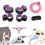 SMグッズ SMベルト 手枷 足枷 セット 手足固定枷 M字開脚枷 拘束具 コスプレ 刺激 強制 痛くない 調教 手錠 大腿カフ 縛り 小道具 強制 刺激 女性と プレイ用 大人のおもちゃ セクシー 人気 外から見えない 調節可能 男女兼用 初心者OK (４セット)