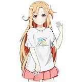 RUIBOCOS SAO ソードアート・オンライン アスナ 印象Tシャツ コスプレ衣装 男女兼用 春夏服 (ホワイト,M)