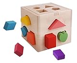 ＣＴＶshop （シーティーブイショップ）オリジナル袋付き 図形認知 の 形合わせ 木製 パズル ボックス 手先器用 の 立体パズル 型はめの 遊び 木のおもちゃ 知育玩具 13ピース