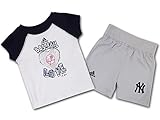 (アディダス) ADIDASメジャー MLB ベビー ニューヨーク・ヤンキーズ Tシャツ＆パンツ　セット （並行輸入品) (12M, 白灰紺)