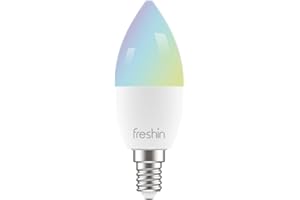 Smart LED WiFi Bulb FRESHIN E14 4.5W RGBCW LED Lamp Bulb Dimmable Light Bulb Color Changeable, Compatible with Alexa, Google Home No Hub Required （1 Pack, Candle