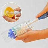 Idealhereベビー用品 哺乳びん ブラシ　哺乳びんと乳首の洗浄セット　ガラスびん用専用ブラシ (ブルー)