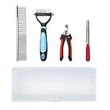 Pet Dog Grooming Tools Kit 2-Side Undercoat Rake Stainless Steel Comb Nail Clippers & Nail File --Fu