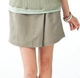 【 アウトレット 】 Angeliebe エンジェリーベ マタニティ P ・ パンツ 麻 混 ショート ボトム 妊婦服 アジャスター調節可 ウエストゴム 9号 グレージュ