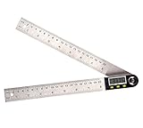 Hanchen デジタル角度定規 角度ゲージ ステンレス鋼 500mm/0-360° ホールド機能 角度・長さ測定