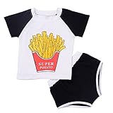 Cutelove 子供服 Tシャツ Tシャツ＆パンツ 上下セット フライドポテト柄 半袖 ショートパンツ 男女兼用 赤ちゃん 可愛い 夏 カジュアル