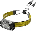 Nitecore NU25 400 USB-C Rechargeable Headlamp, Lightweight, Dual Beam, with Red Lighting for Hiking, Climbing, and Campin (Yellow)